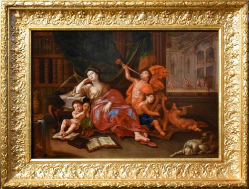 Allégorie du théâtre, école française du 18e siècle - Tableaux et dessins Style Louis XV